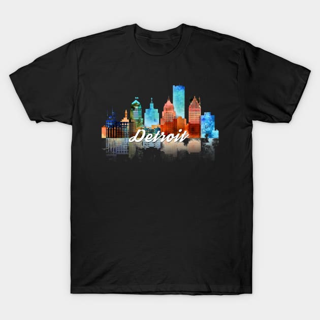 Detroit Skyline T-Shirt by DimDom